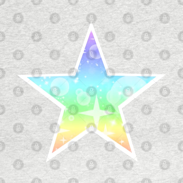 Kawaii Magical Pastel Rainbow Star by bumblefuzzies